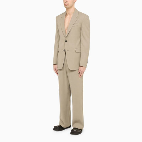 男士55%粘纤 & 45%纯羊毛双扣外套，裸色与中性色调，适合SS24