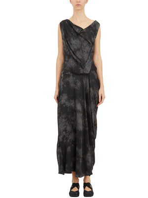 YEHUAFAN Floral Silk Long Dress with V-Neck and Lace Closure