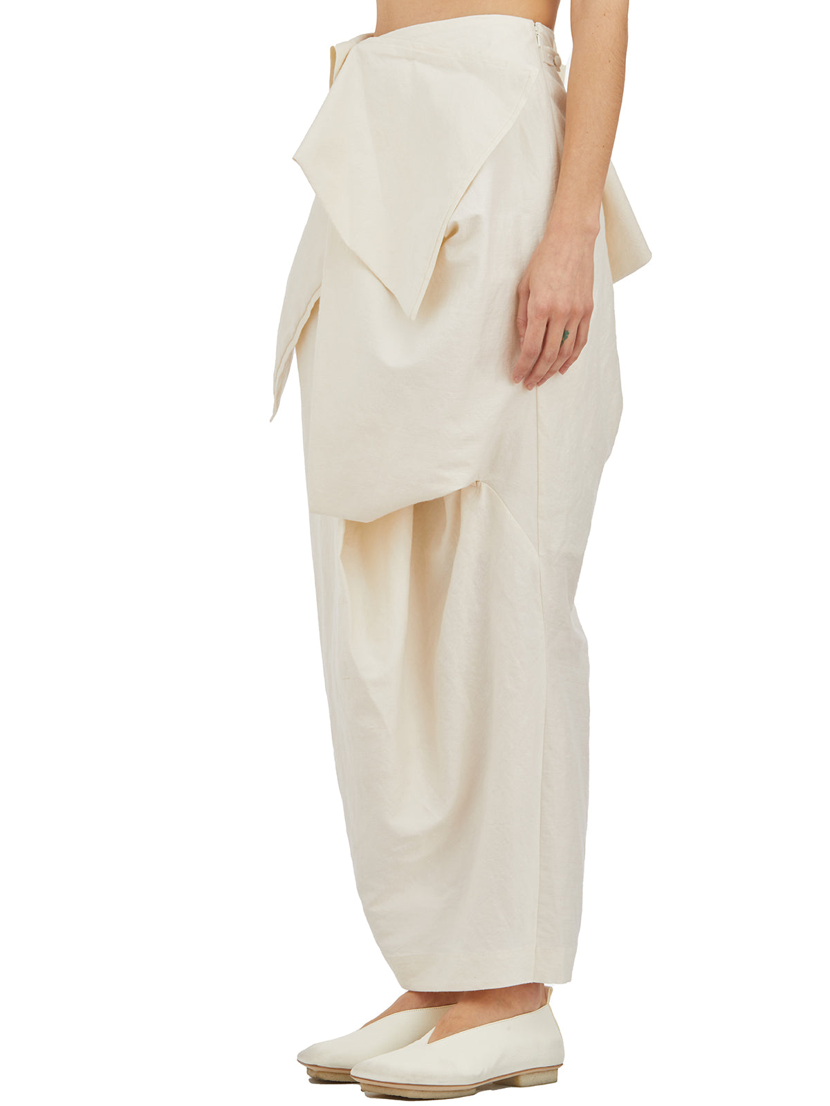 白色纯棉蓬裙 - 女性可调节腰带设计