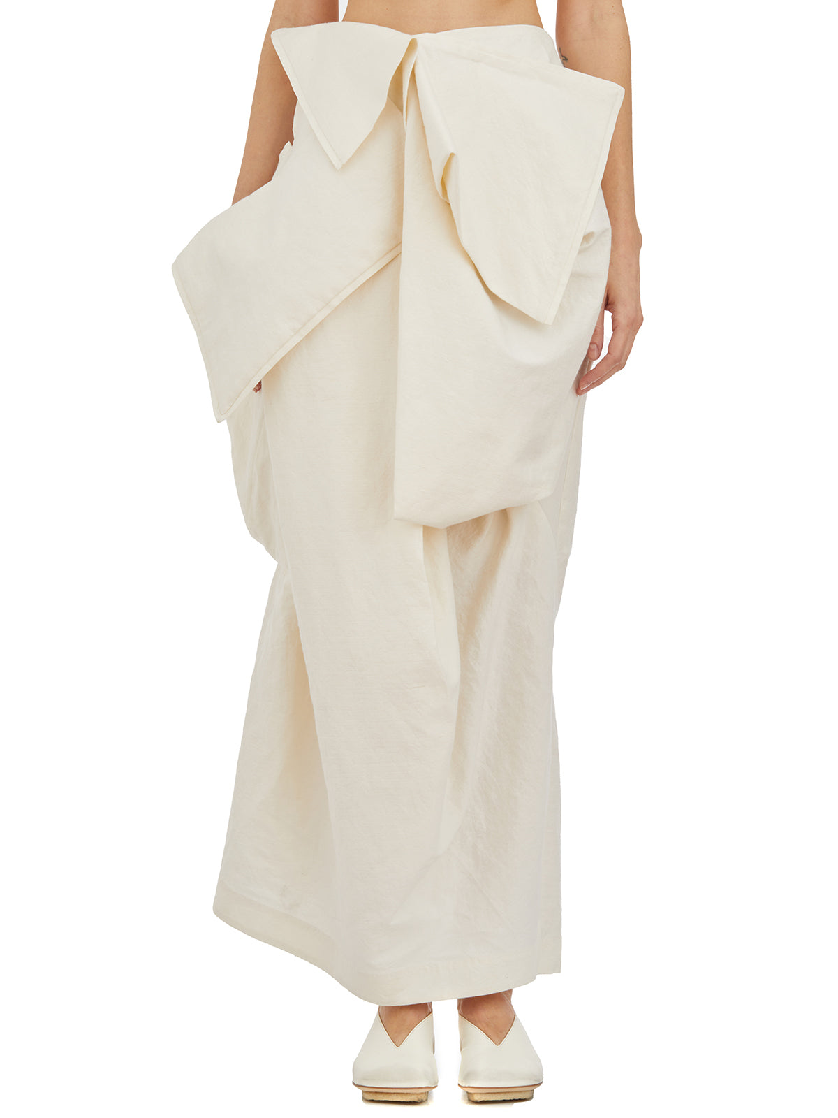 白色纯棉蓬裙 - 女性可调节腰带设计