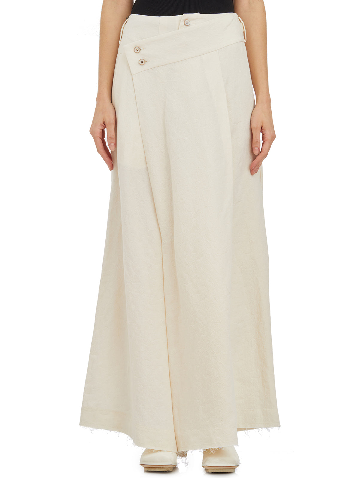 Floral Wide-Leg Trousers for Women in White