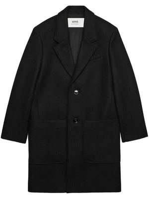 Áo khoác lông cừu đơn dòng nam màu đen FW23