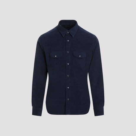 TOM FORD Luxury Corduroy Cotton Shirt - Deep Blue
