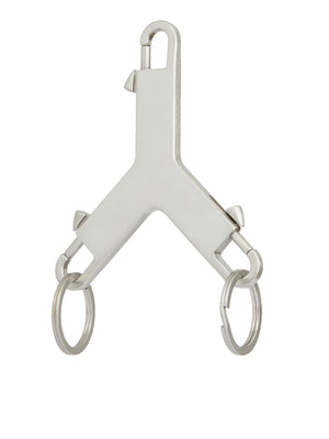 RICK OWENS Gray 3-Sided Keychain with Engraved Logo