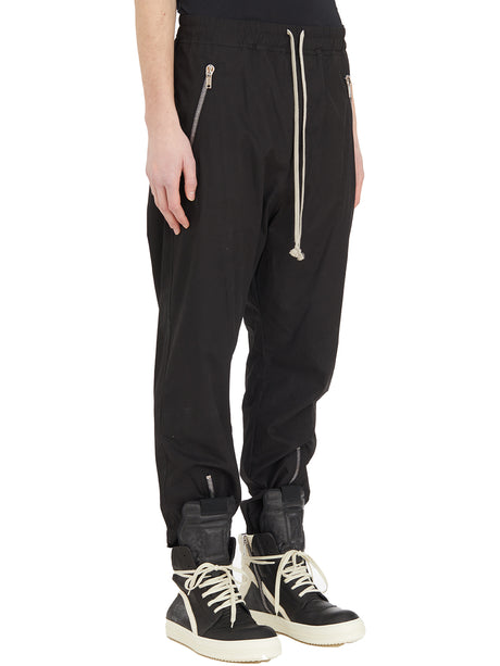 Men's Black Track Trousers with Buffalo Corn Button by RICK OWENS