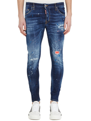 Quần Jeans dài màu xanh thêu DSQUARED2 phiên bản SS24 cho Nam