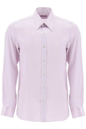 TOM FORD Men's Pink Silk Charmeuse Blouse Shirt for SS24 Collection