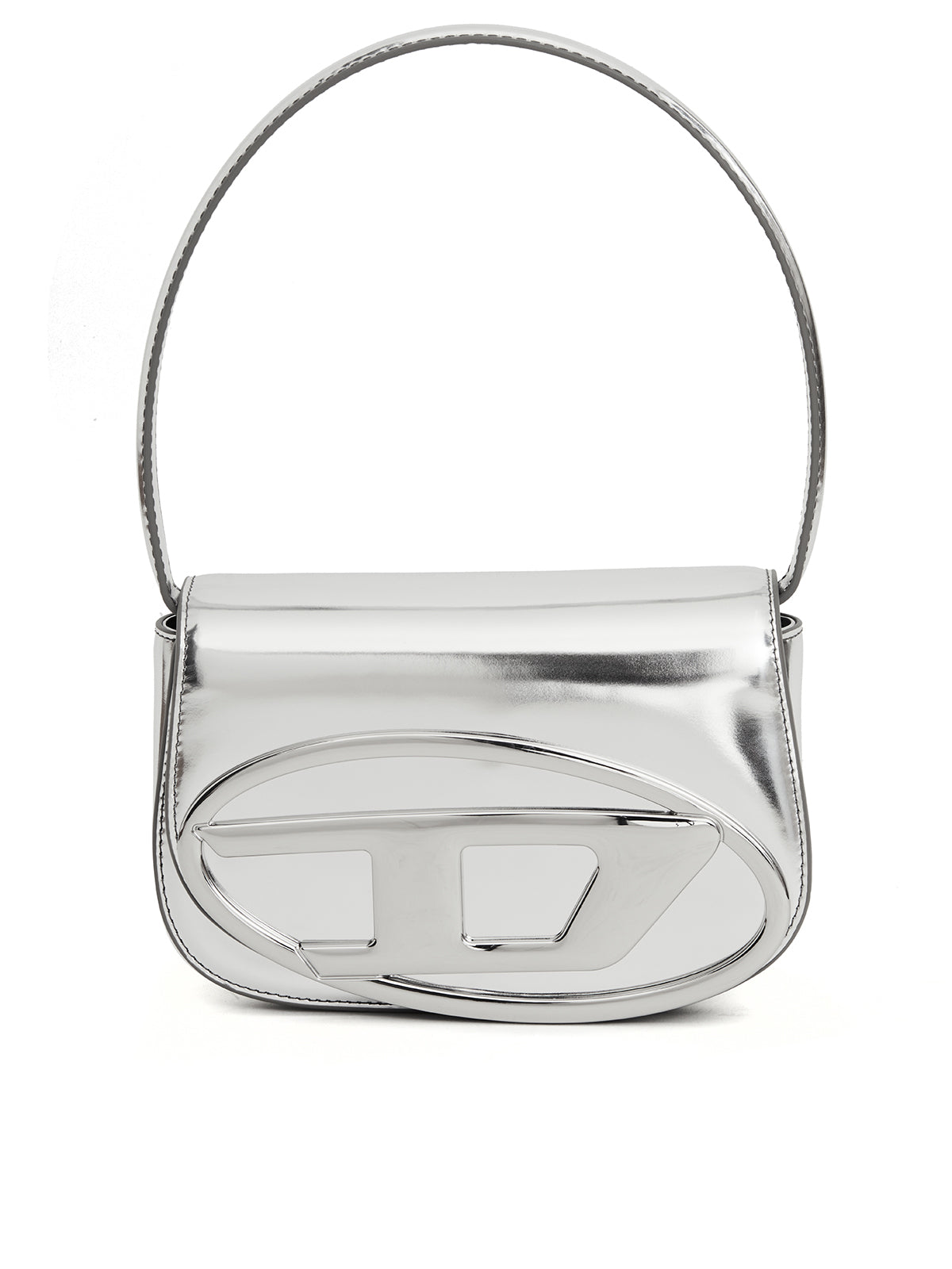 銀色レザー鏡肩掛けハンドバッグ (ブランド名抜き、外来語も避ける)