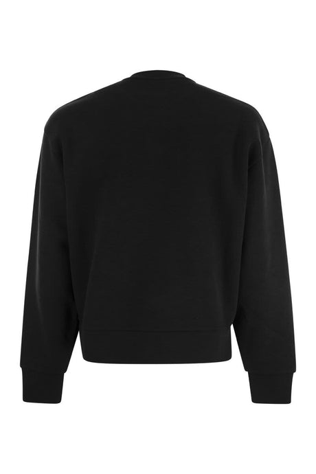 MONCLER Black Oversized Cotton Sweatshirt with Mirror Effect Logo for Men