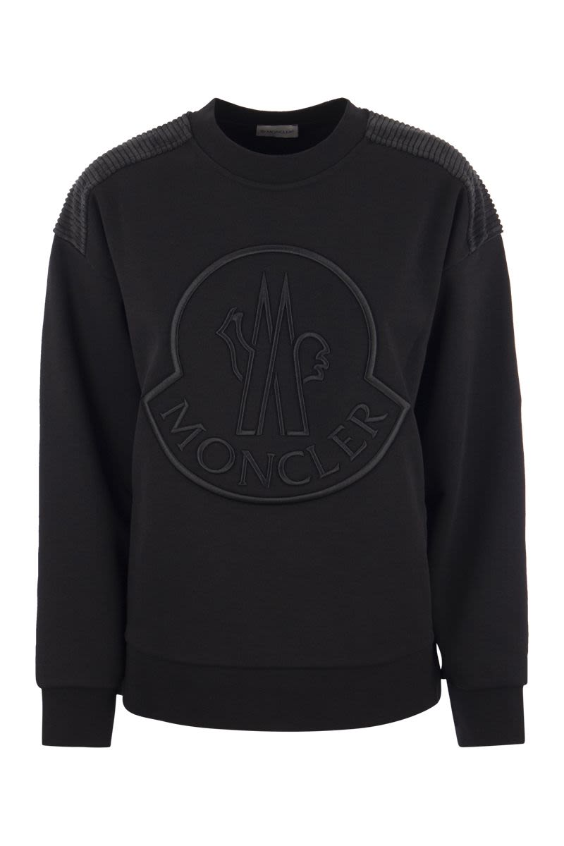 MONCLER Black Embroidered Logo Hoodie for Women - FW23