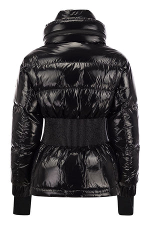 Black Down Jacket with Removable Hood and Visor - FW23