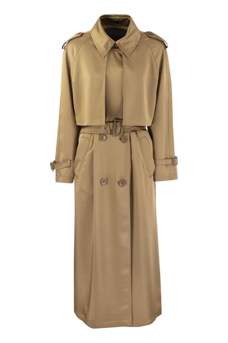 HERNO Beige Trench Coat with Double-Breasted Closure and Water-Repellent Treatment