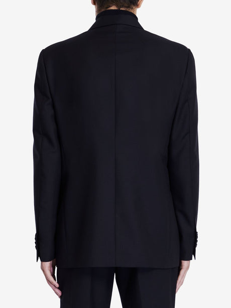 LARDINI Elegant Black Wool-Mohair Blend Double-Breasted Jacket