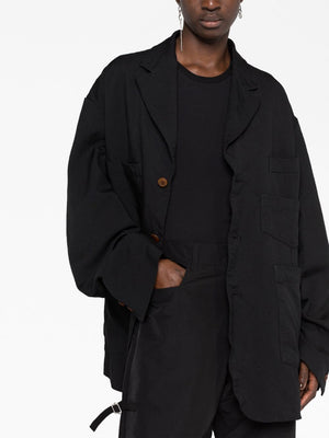 男性用クラシック黒シングルブレストウールジャケット