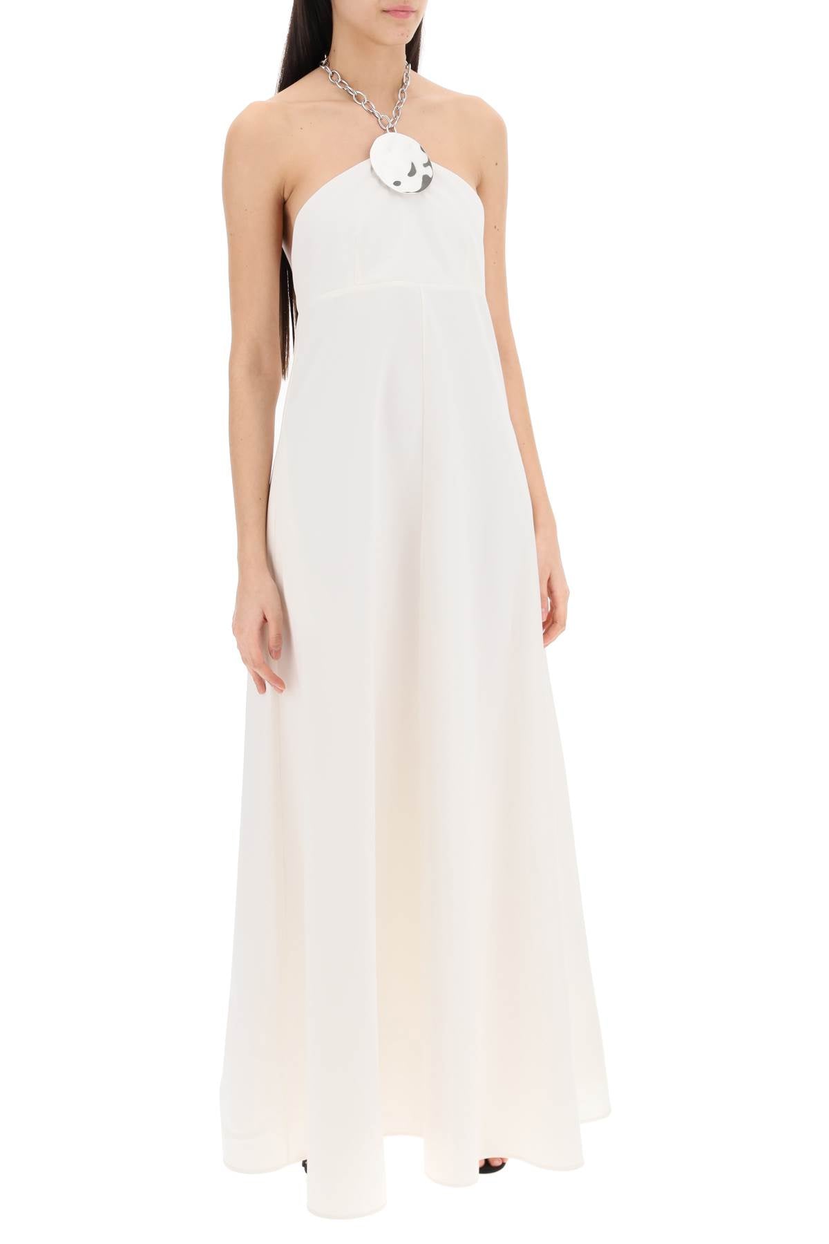 JIL SANDER Elegant White Maxi Dress with Integrated Necklace for Women, SS24 Collection