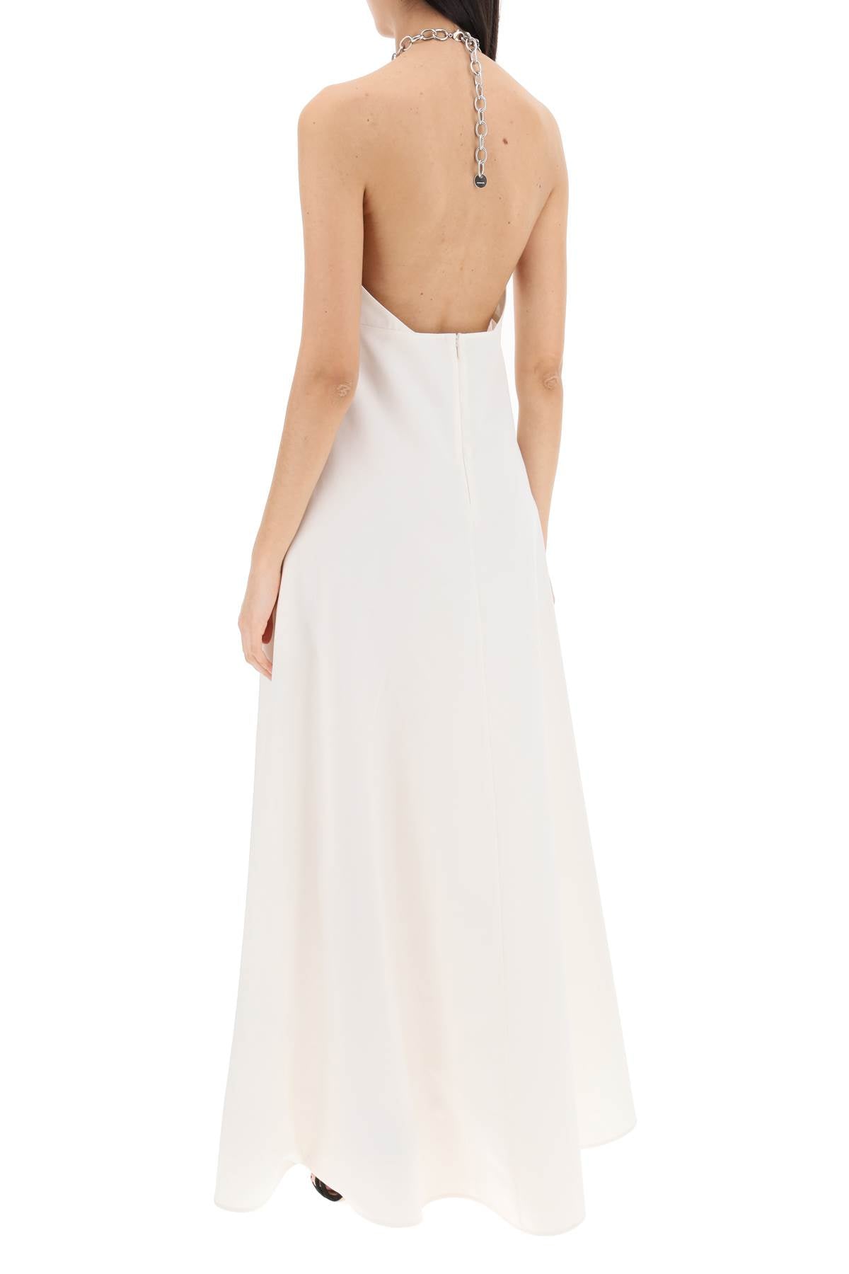 JIL SANDER Elegant White Maxi Dress with Integrated Necklace for Women, SS24 Collection