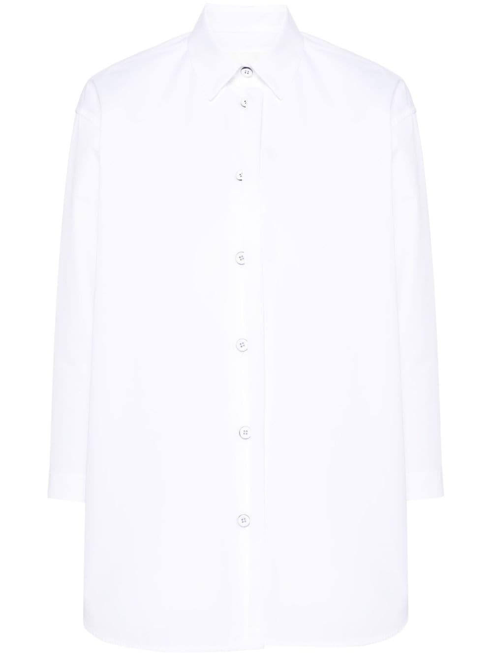 經典白色純棉女裝襯衫，前開鈕扣設計
