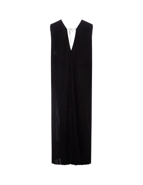 JIL SANDER Elegant Black Silk Sleeveless Mini Dress
