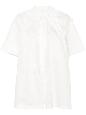 白色褶裥領女士襯衫 - SS24新款