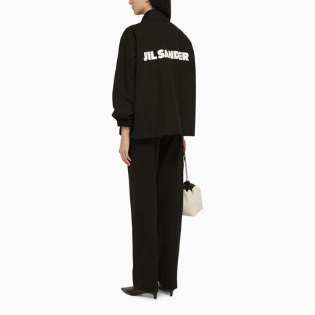JIL SANDER Black Waterproof Cotton Jacket with Logo Print for Women - SS24