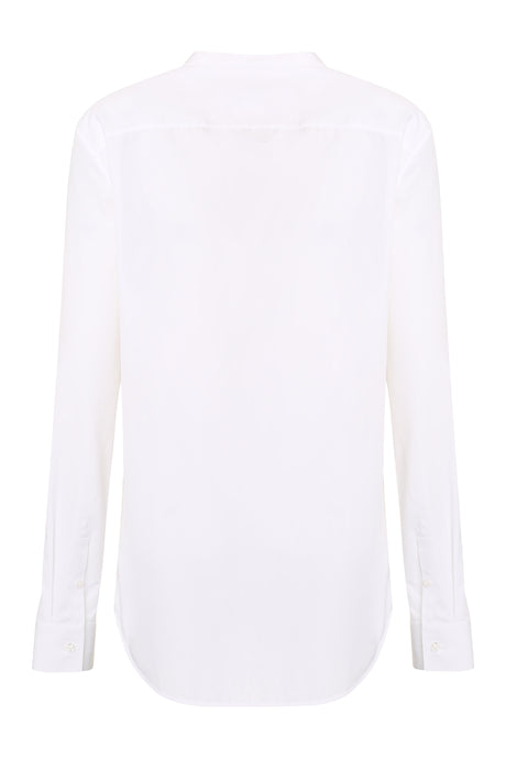 JIL SANDER White Cotton Shirt with Front Pocket and Rounded Hem for Women - SS24