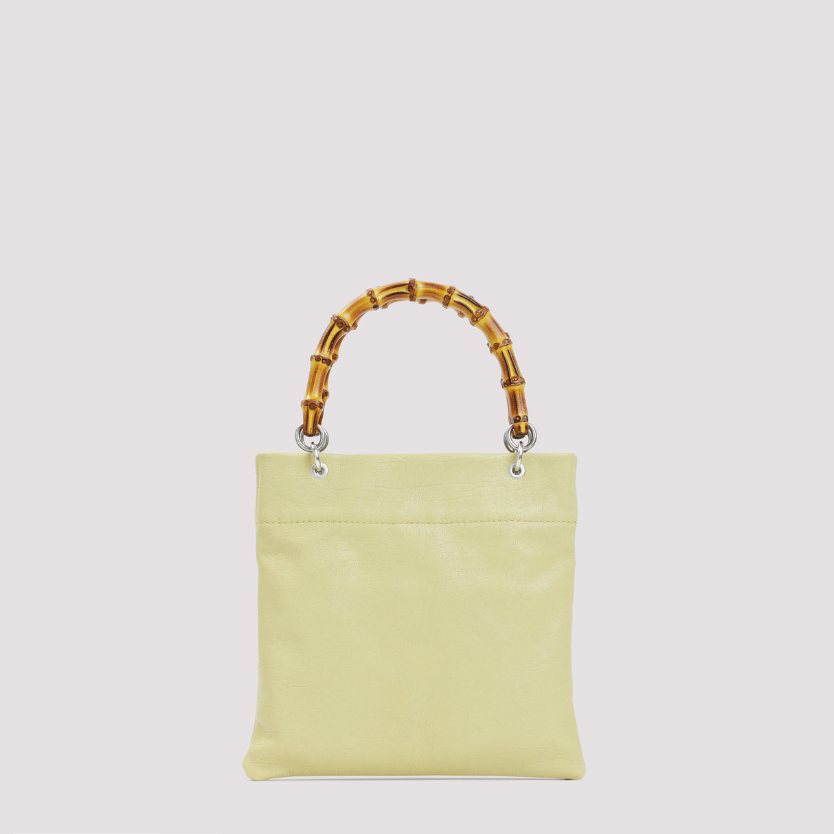 Green Leather & Bamboo Shopper Bag for Women