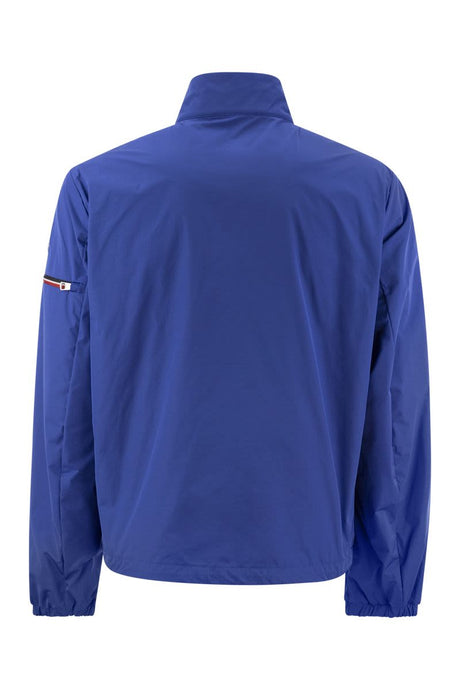 多功能藍色尼龍輕便夾克，男款經典設計