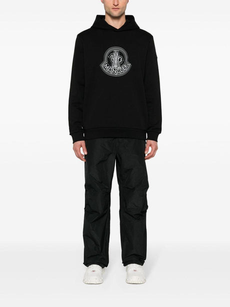 MONCLER Black Cotton Hoodie Sweater for Men - SS24 Collection