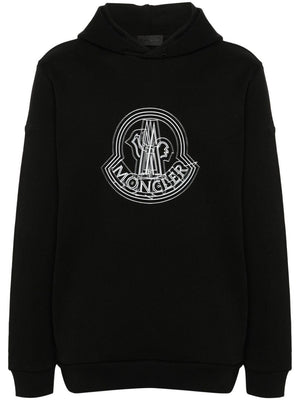 MONCLER Black Cotton Hoodie Sweater for Men - SS24 Collection