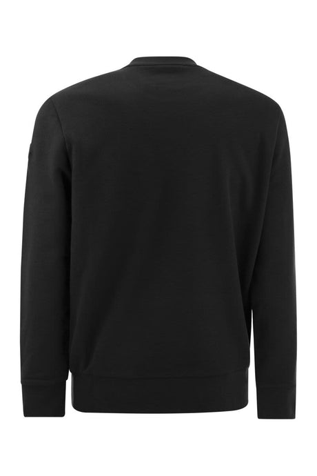 MONCLER Black Cotton Sweatshirt with Logo Patches for Men