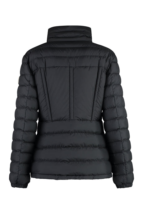 MONCLER Blue Full Zip Down Jacket with Logo Patch and Adjustable Drawstring Waist for Women