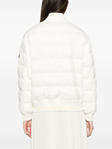 MONCLER White Striped Bomber Jacket for Women - SS24 Collection