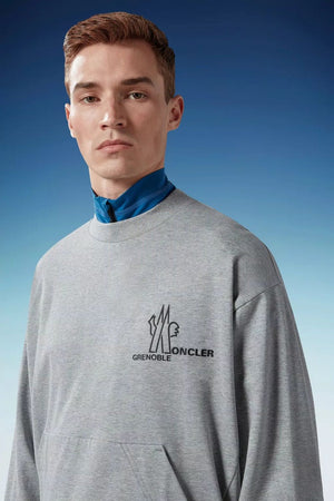 Áo Sweatshirt Cotton Màu Xám Trung Bình Nam SS24