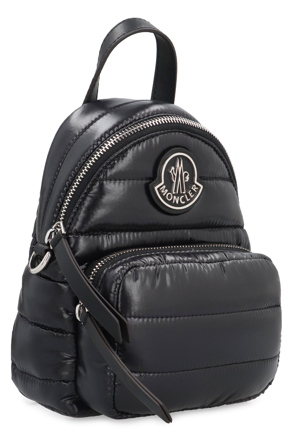 Black Nylon Messenger Handbag - Padded, Removable Strap, Silver-Tone Hardware