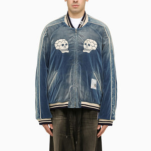 MAISON MIHARA YASUHIRO	 Blue Cotton Bomber Jacket with Embroideries for Men - FW23