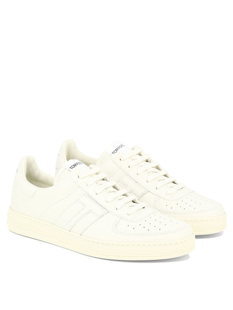 TOM FORD White Lace-Up Sneaker for Men with Logo Details