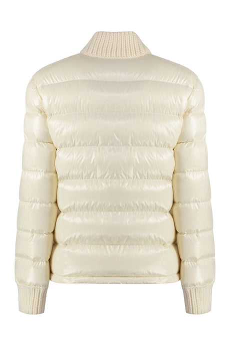 MONCLER Elegant Full Zip Down Jacket with Knit Accents