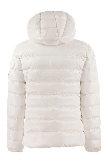 MONCLER Glossy Short Puffer Jacket with Removable Hood