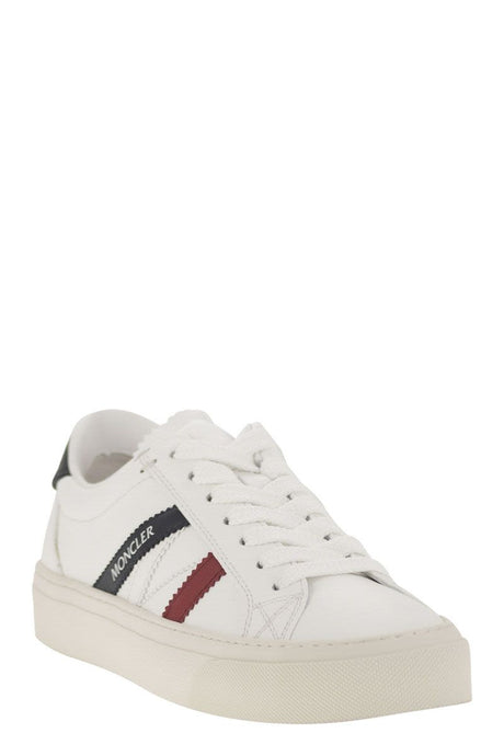 MONCLER Elegant Monaco2 Leather Sneakers with Detailed Craftsmanship, Sole Height 3 cm