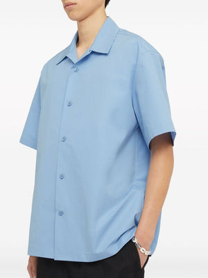 Men's Blue Textured Cotton Shirt - SS24