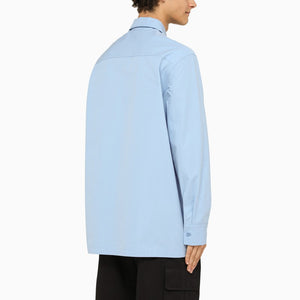 JIL SANDER Light Blue Oversize Cotton Shirt with Pockets for Men SS24