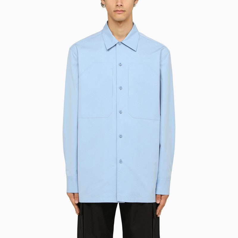 男士Light Blue大口袋寬鬆棉襯衫 - SS24