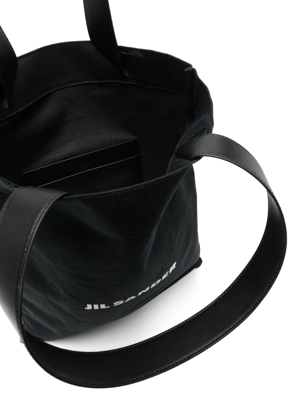 黒ロゴプリントカーフレザートートバッグ （SS24用）