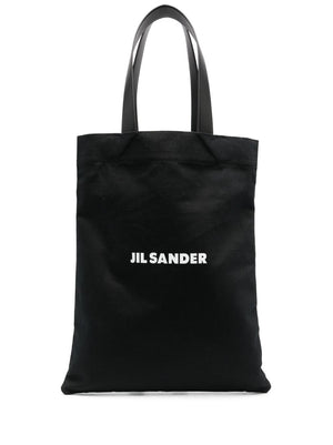 JIL SANDER Men's Black Logo Print Tote Handbag for Spring/Summer 2024