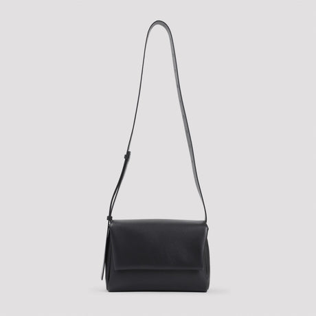 JIL SANDER Sleek Folded Messenger Bag - Black Leather (25x17x9 cm)