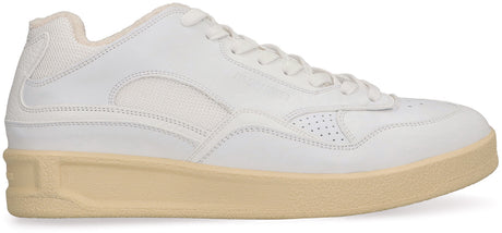 JIL SANDER Men's White Sneakers with Mesh Inserts and Round Toe - Carryover 2024