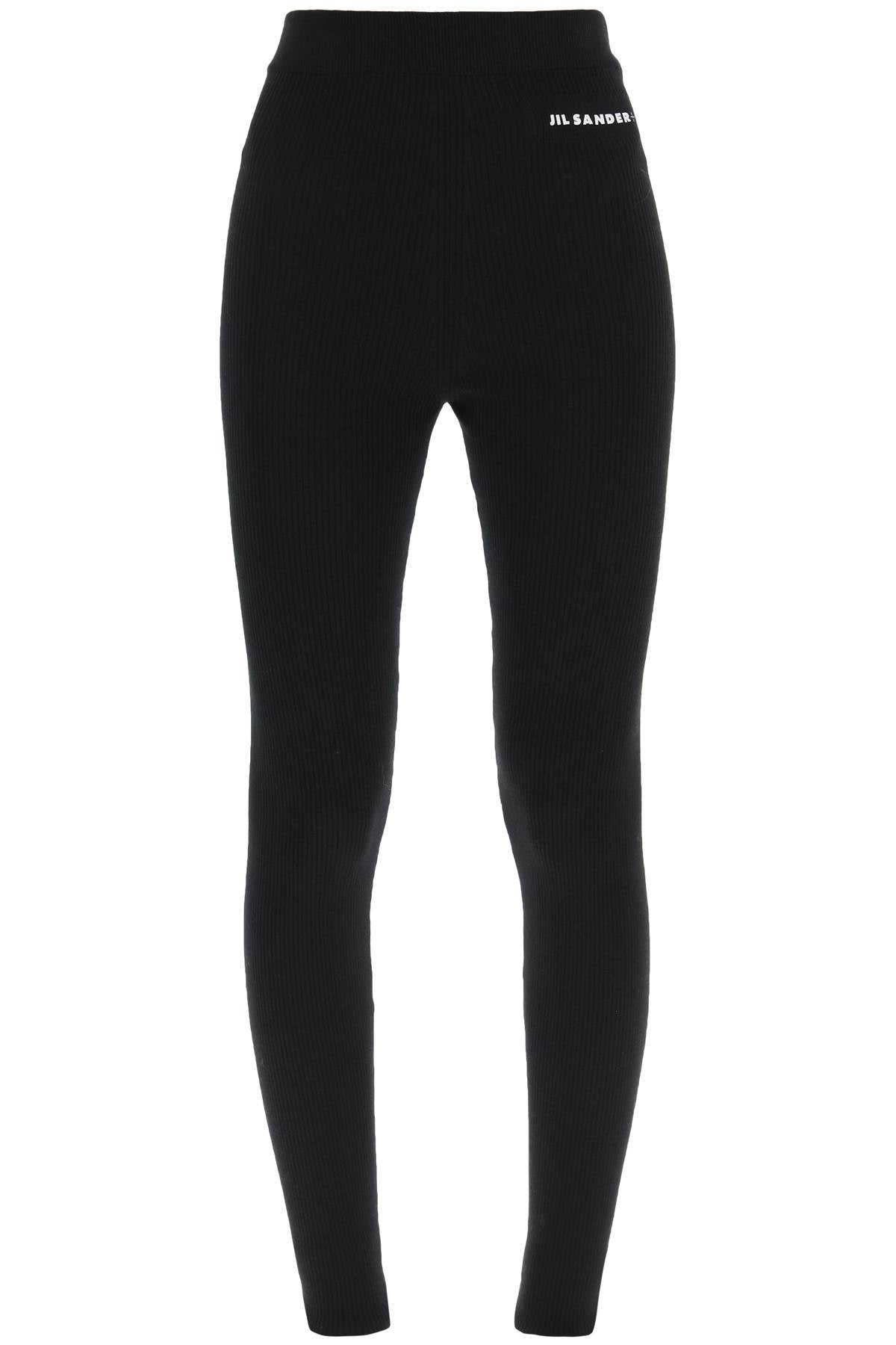 High-rise Wool-blend Rib Knit Leggings for Women in Black - FW23 Collection