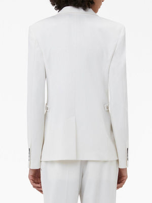 JW ANDERSON Sophisticated Optical White Stretch Blazer with Notched Lapels for Women