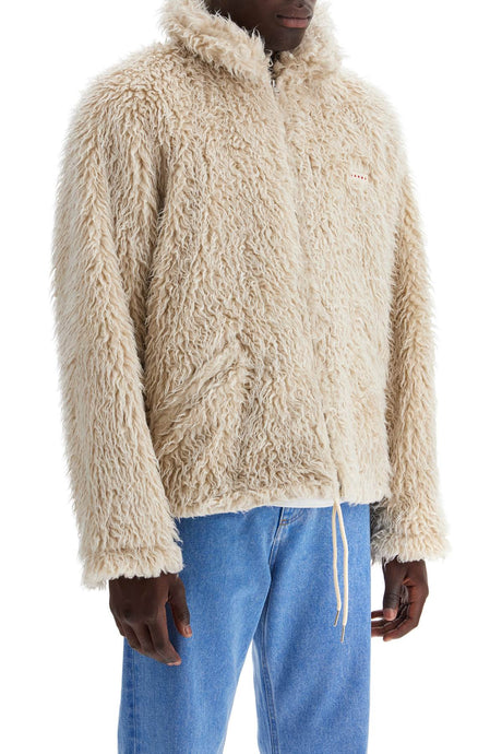 MARNI FAUX FUR JACKET WITH REMOVABLE HOOD.