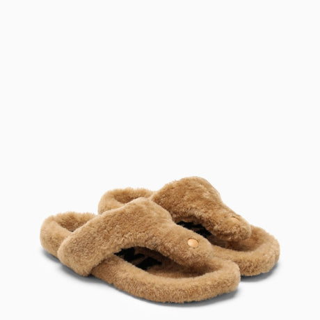 LOEWE Cozy Chic Beige Shearling Sandal for Women - FW23 Collection